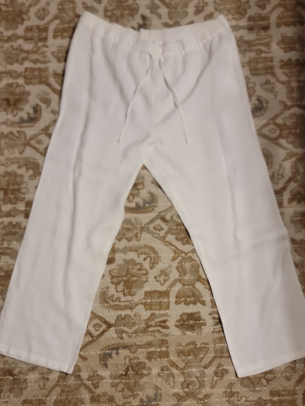 Ellen Tracy White Drawstring Linen pants